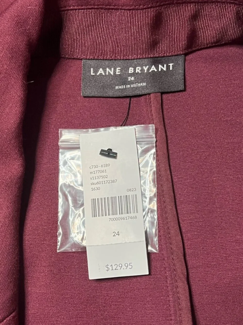Lane Bryant burgundy red one button suit blazer size 24W NWT